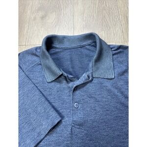 LULULEMON Metal Vent Tech Polo Shirt Blue M Medium Golf Active
